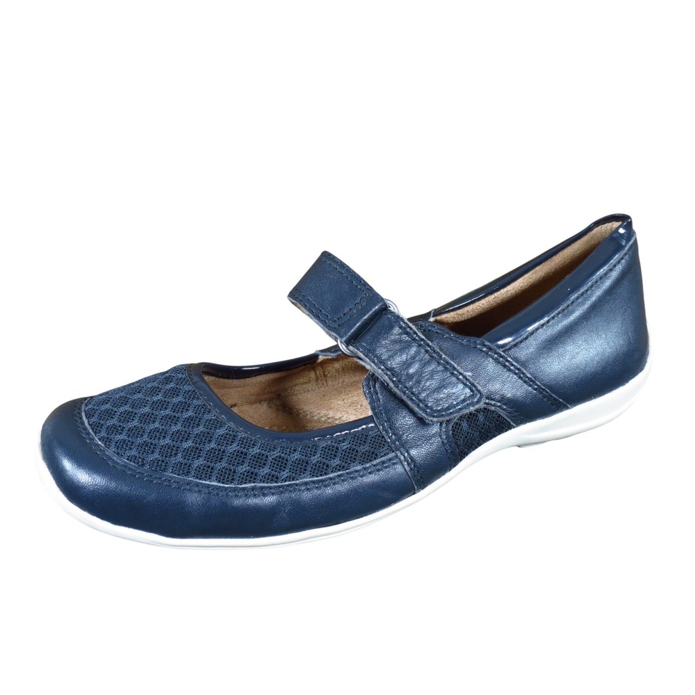 Naturalizer Tistana Women Mary Jane Flat Size 6.5 Casual Navy Blue Leather Mesh